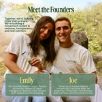 Two people sitting outdoors with 'Forward' branded shirts, holding snacks, with text about building a movement rooted in realness, transparency, and real nutrition. - view 9
