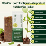 The Forward Bar mint chip protein bar with plant and text about ingredient claims on a white background - view 6